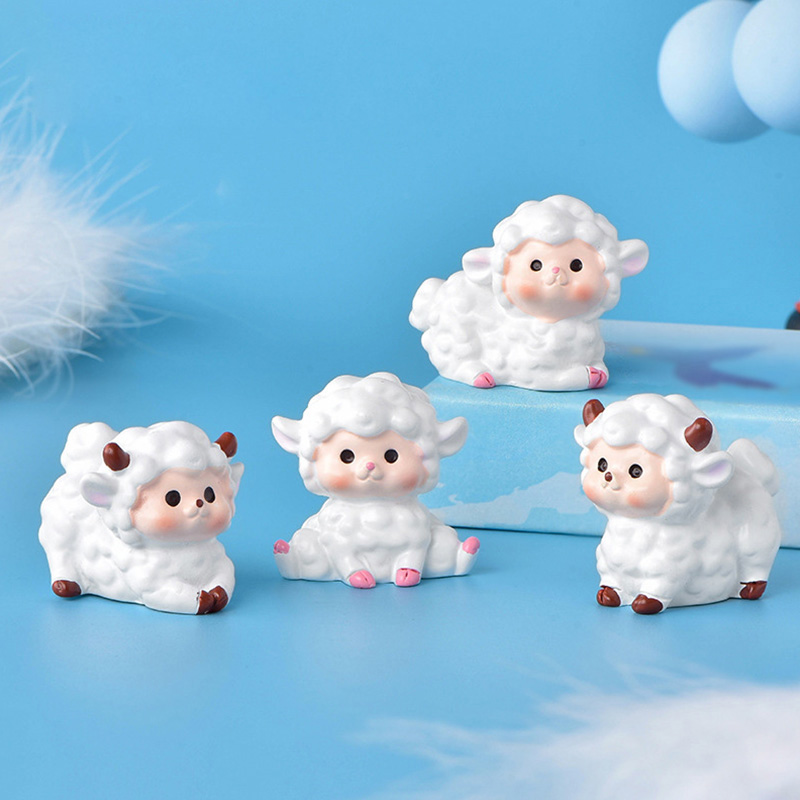 Car Accessories Xmas - 1pc White Sheep Figurine Cute Cartoon