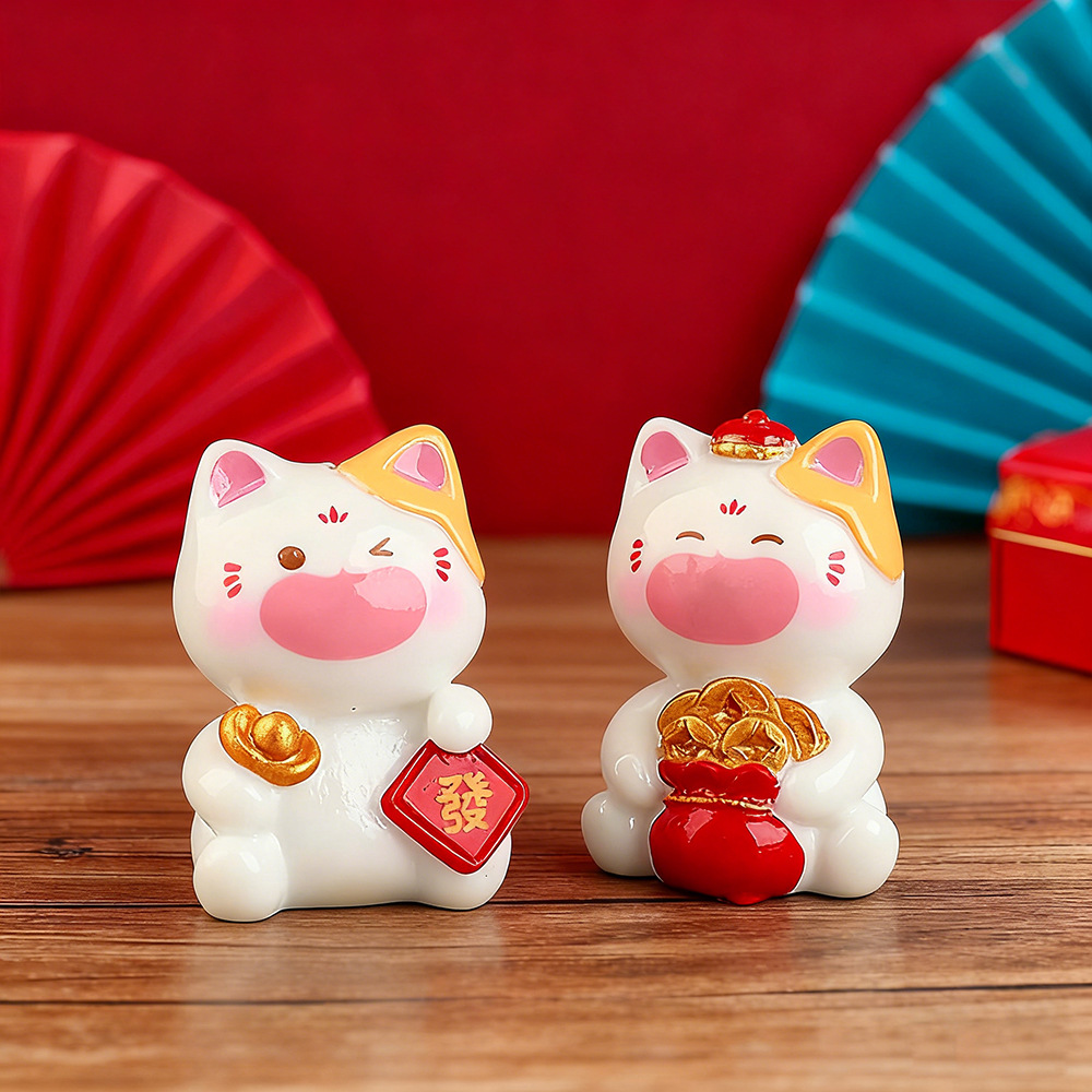 6Pcs Mini Lucky Cat Ornaments  - Car Accessories Xmas のレビューと価格