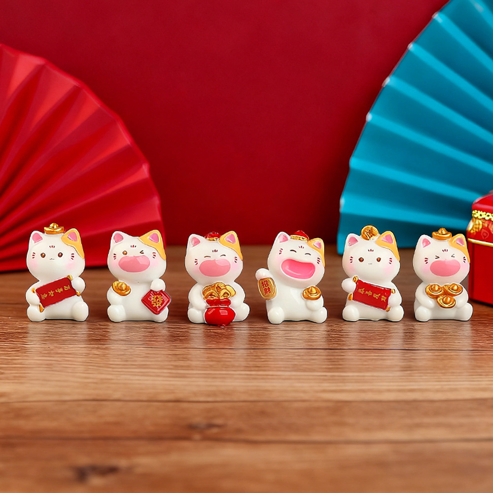 6Pcs Mini Lucky Cat Ornaments  - Car Accessories Xmas のレビューと価格