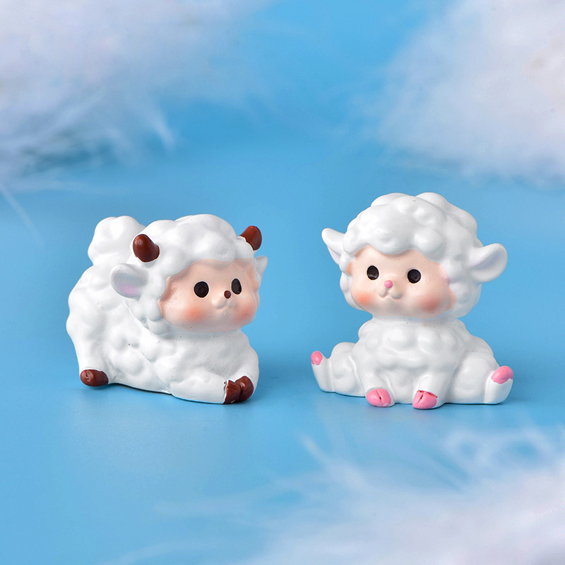 1pc White Sheep Figurine Cute  - Car Accessories Xmas のレビューと価格